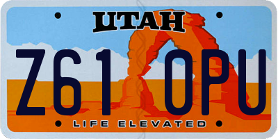 UT license plate Z610PU