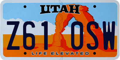 UT license plate Z610SW