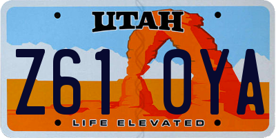 UT license plate Z610YA