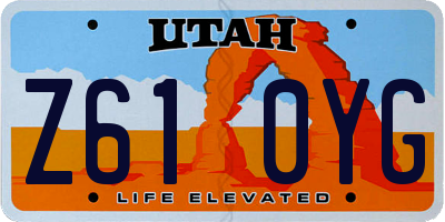 UT license plate Z610YG