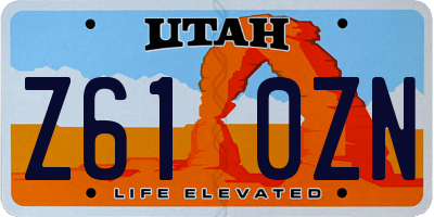 UT license plate Z610ZN