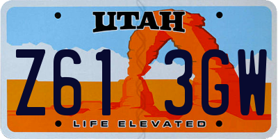 UT license plate Z613GW