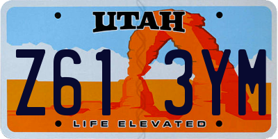 UT license plate Z613YM