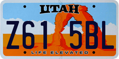 UT license plate Z615BL