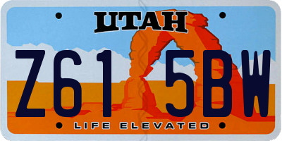 UT license plate Z615BW