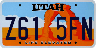 UT license plate Z615FN
