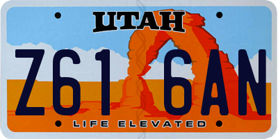 UT license plate Z616AN