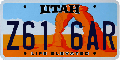 UT license plate Z616AR
