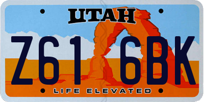 UT license plate Z616BK