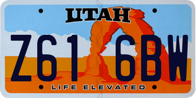 UT license plate Z616BW