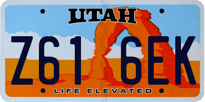 UT license plate Z616EK