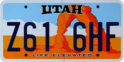 UT license plate Z616HF