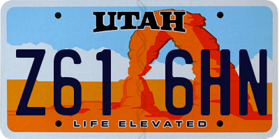 UT license plate Z616HN