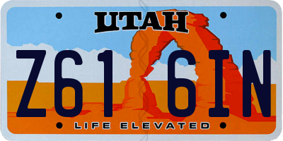UT license plate Z616IN