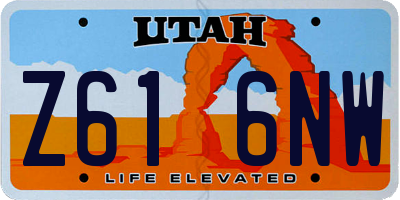 UT license plate Z616NW