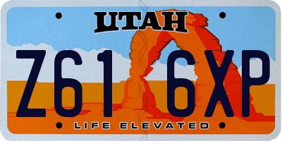 UT license plate Z616XP