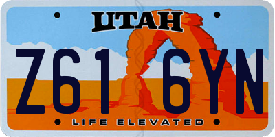 UT license plate Z616YN
