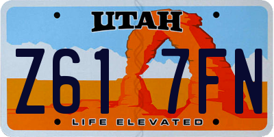 UT license plate Z617FN
