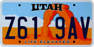 UT license plate Z619AV