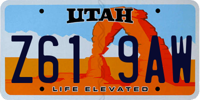 UT license plate Z619AW