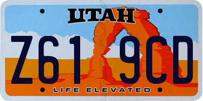 UT license plate Z619CD