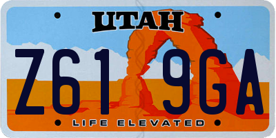 UT license plate Z619GA