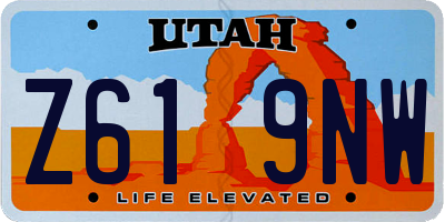 UT license plate Z619NW