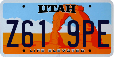 UT license plate Z619PE