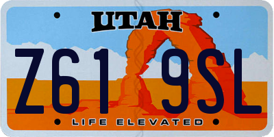 UT license plate Z619SL