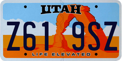 UT license plate Z619SZ