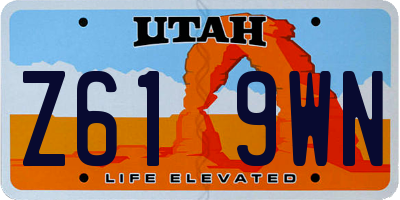 UT license plate Z619WN
