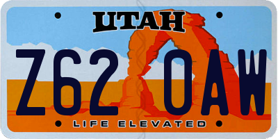 UT license plate Z620AW