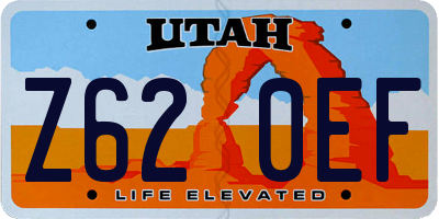 UT license plate Z620EF