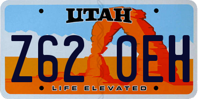 UT license plate Z620EH