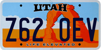 UT license plate Z620EV
