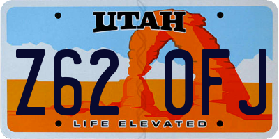 UT license plate Z620FJ