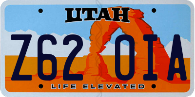 UT license plate Z620IA