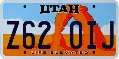 UT license plate Z620IJ