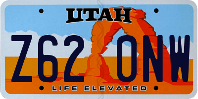 UT license plate Z620NW