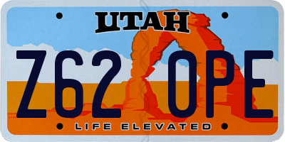 UT license plate Z620PE