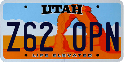UT license plate Z620PN