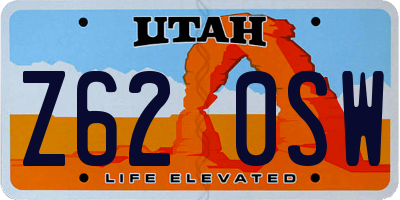 UT license plate Z620SW