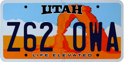 UT license plate Z620WA