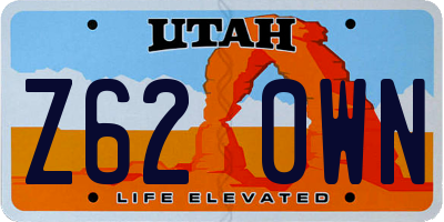 UT license plate Z620WN