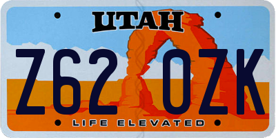 UT license plate Z620ZK