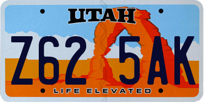 UT license plate Z625AK