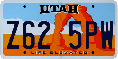 UT license plate Z625PW