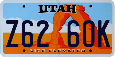 UT license plate Z626OK