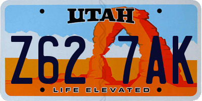 UT license plate Z627AK