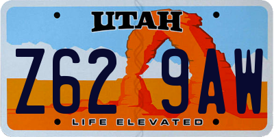 UT license plate Z629AW